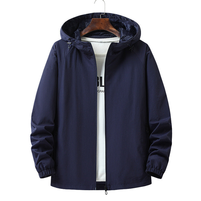 Men's Light Hooded Transition Jacket with Wind and Water Repellent Functional Material Shop Velvia