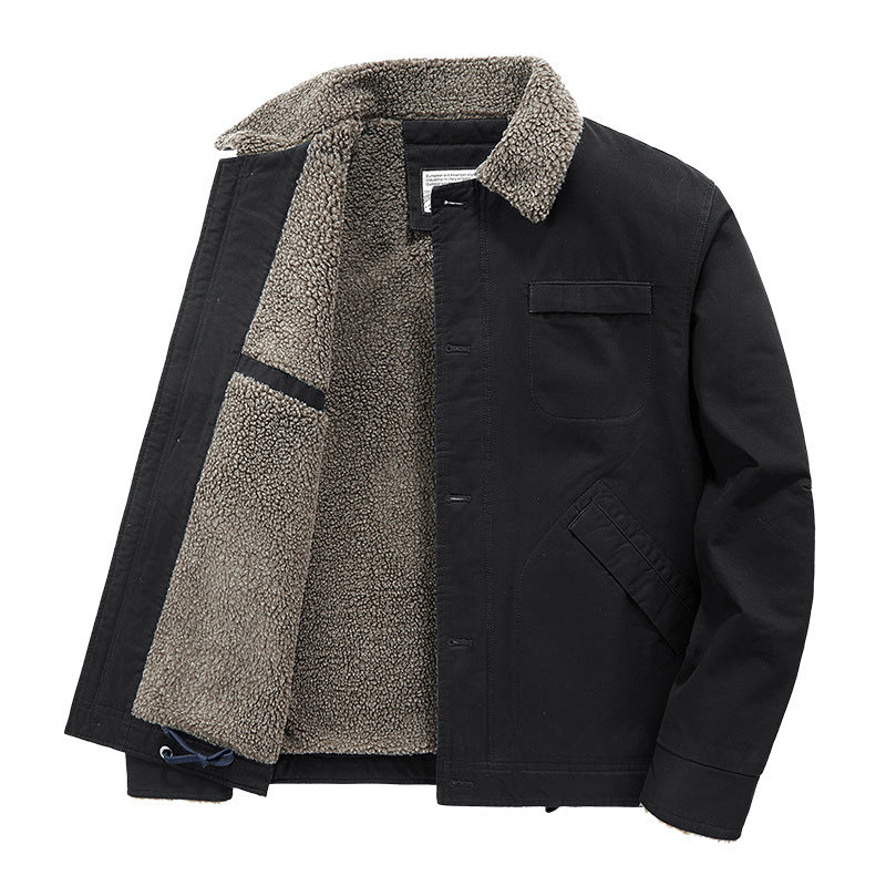 Men's insulated canvas work jacket with sherpa lining and shirt collar Shop Velvia
