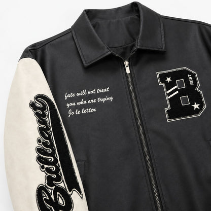 Men's Retro Style Letterman Jacket with Faux Leather Body and Suede Sleeves Shop Velvia
