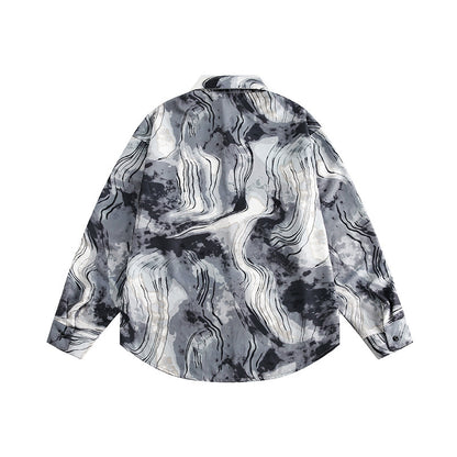 Unisex Boxy Overshirt Jacket with Marble Print and Traditional Toggle Closure Look Shop Velvia