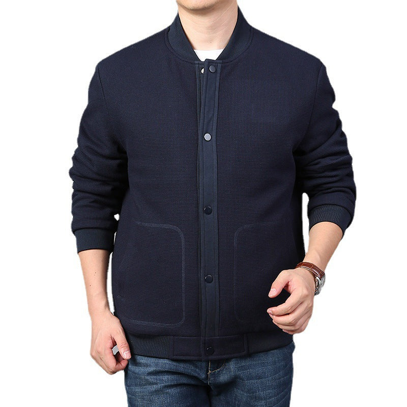 Men's Structured Bomber Jacket with Waffle Knit, Lightly Lined and Snap Placket Shop Velvia