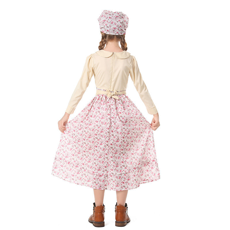 Girls' farmhouse dress with floral details Shop Velvia