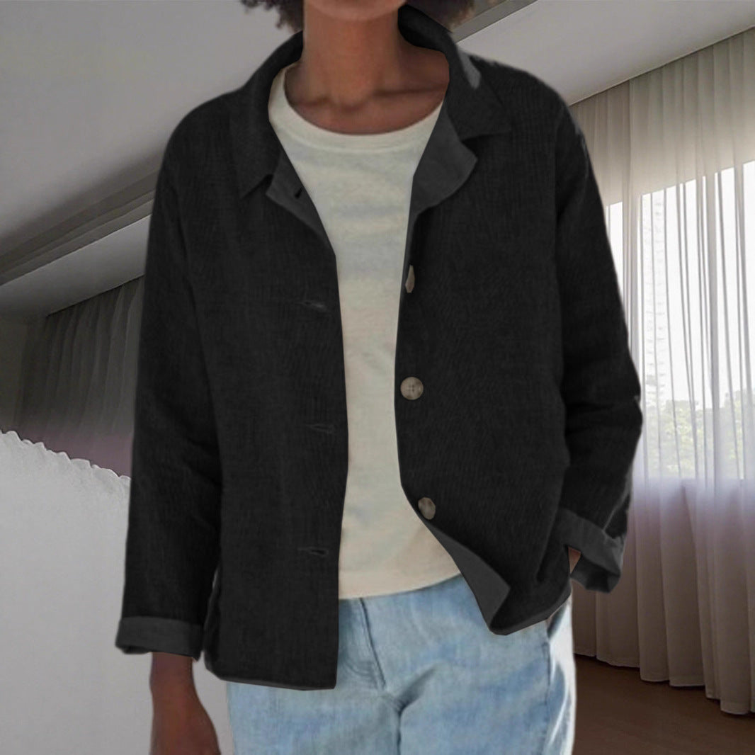 Women Lightweight and Casual Cotton Jacket with Buttoned Details Shop Velvia