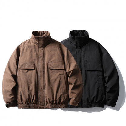 Men's Boxy Field Jacket with High Stand Collar, Padded Lining, and Flap Pockets Shop Velvia