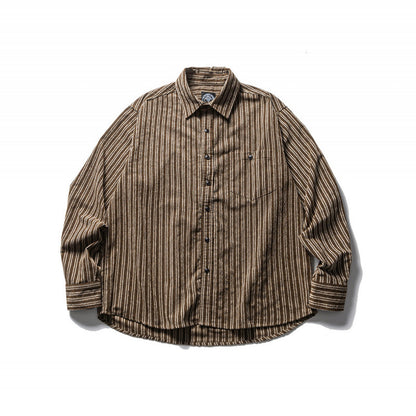 Men's Oversize Cord Shirt with Vertical Stripes, Chest Pocket and Rounded Hem Shop Velvia