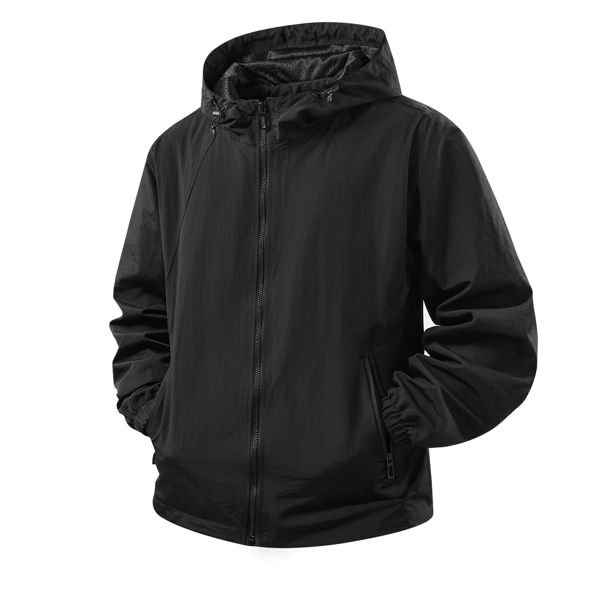 Men's Lightweight Breathable Hooded Windbreaker with Mesh Lining and Zipper Pockets Shop Velvia