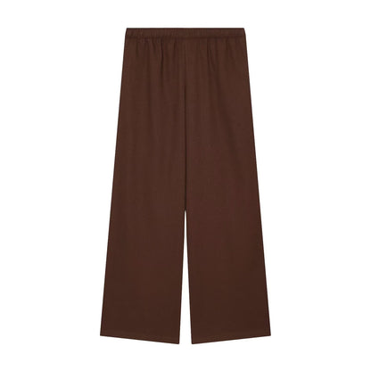 Women's Wide Palazzo Trousers with Elastic Waistband and Flowing Linen Mix Shop Velvia