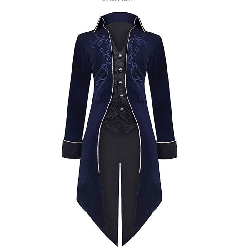 Women’s Victorian tailcoat with tailored cut, decorative embroidery and asymmetric train Shop Velvia