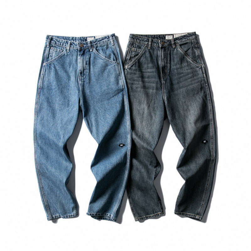 Men's Wide Baggy Jeans made of robust denim with a high waist and used wash Shop Velvia