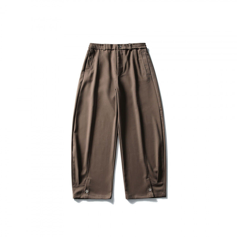 Men's loose ankle-length pleated pants with elastic waistband and adjustable hem Shop Velvia