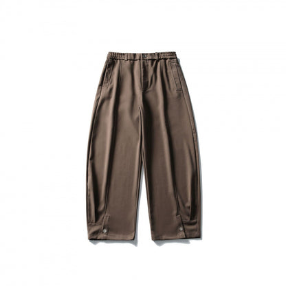 Men's loose ankle-length pleated pants with elastic waistband and adjustable hem Shop Velvia