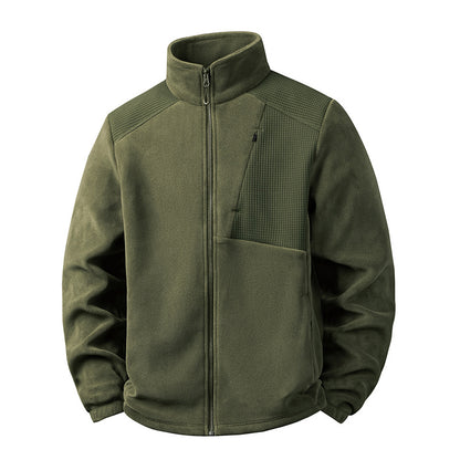 Men's fleece jacket with stand-up collar and reinforced shoulder panels Shop Velvia