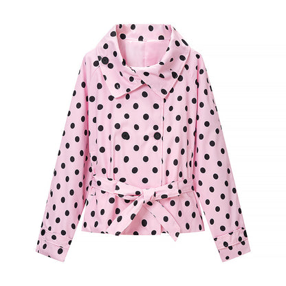 Women Tailored Polka Dot Trench Coat with Tie Belt Shop Velvia