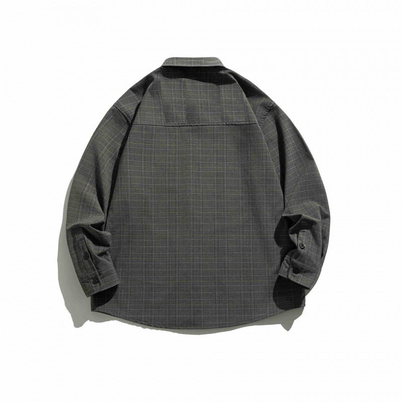 Unisex Checked Overshirt in Boxy Cut with Chest Flap Pocket and Shirt Collar Shop Velvia