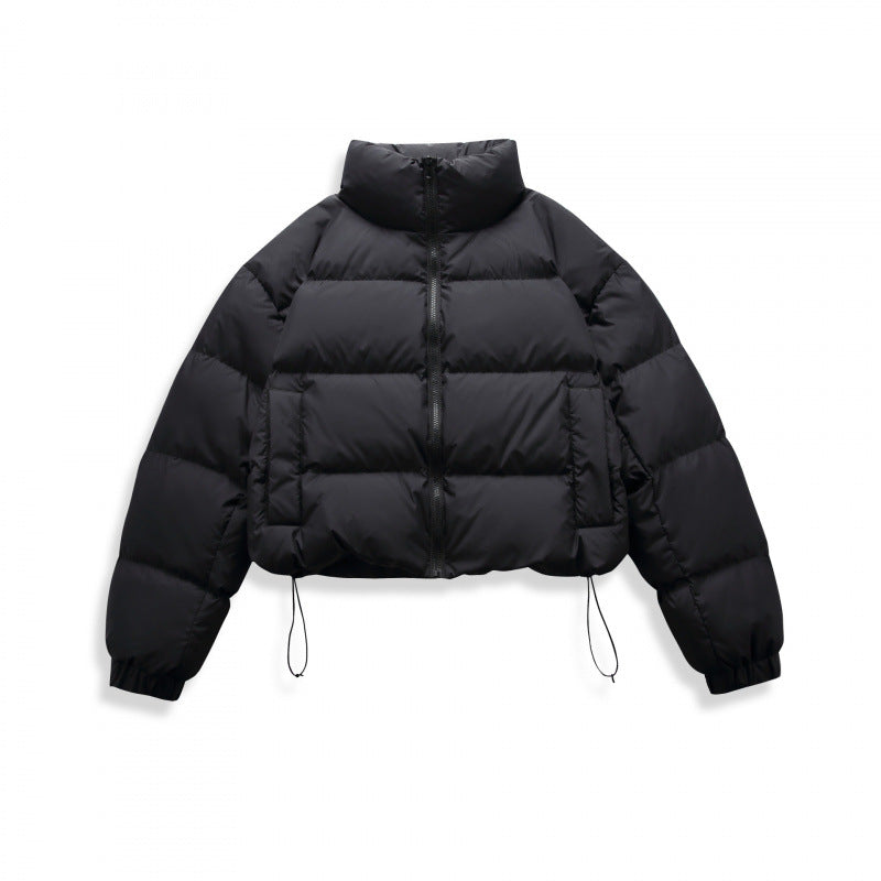 Women's short quilted winter jacket in cropped style with high stand-up collar Shop Velvia