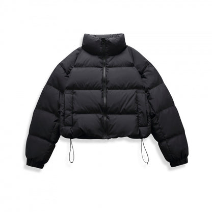 Women's short quilted winter jacket in cropped style with high stand-up collar Shop Velvia