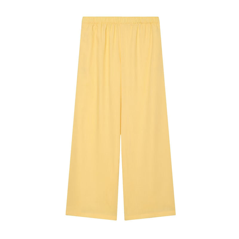 Women's Wide Palazzo Trousers with Elastic Waistband and Flowing Linen Mix Shop Velvia