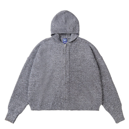 Unisex Knit Hooded Jacket with Textured Pattern and Full Zip Shop Velvia