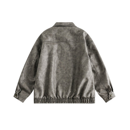Unisex Boxy Overshirt Jacket in Vintage Suede Look with Elastic Hem and Concealed Snap Placket Shop Velvia