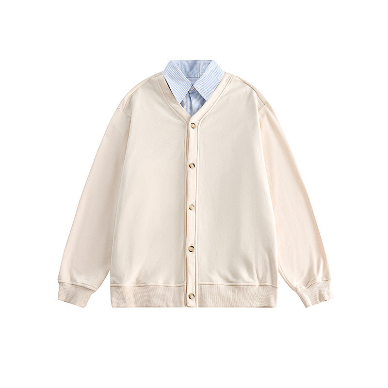 Men's oversized knit cardigan in sweatshirt style with V-neck and button placket Shop Velvia