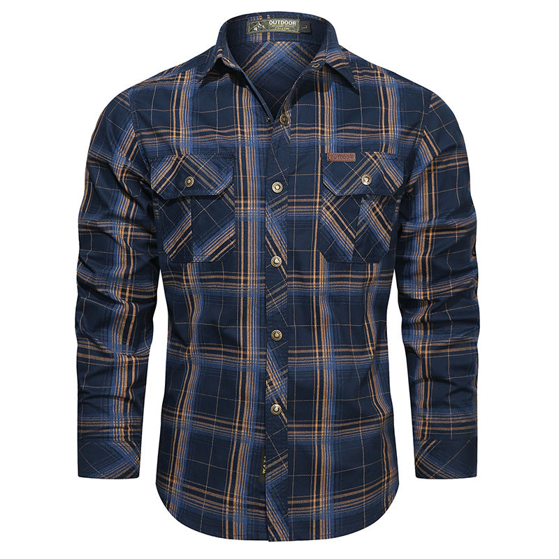 Men's checked flannel outdoor shirt with reinforced flap chest pockets and ergonomic back detail Shop Velvia