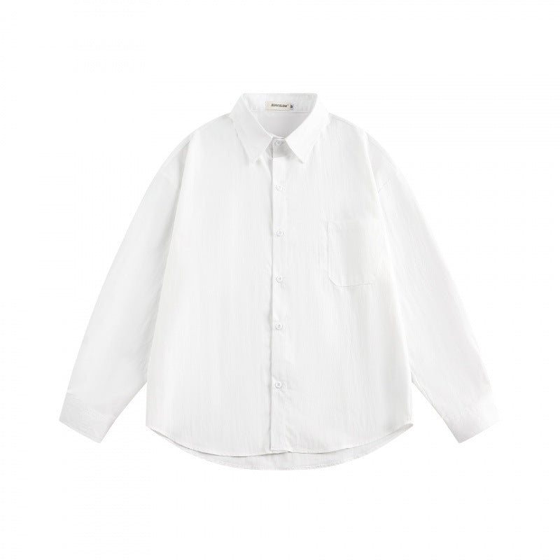 Unisex Oversize Lightweight Structured Cotton Shirt with Chest Pocket and Rounded Hem Shop Velvia