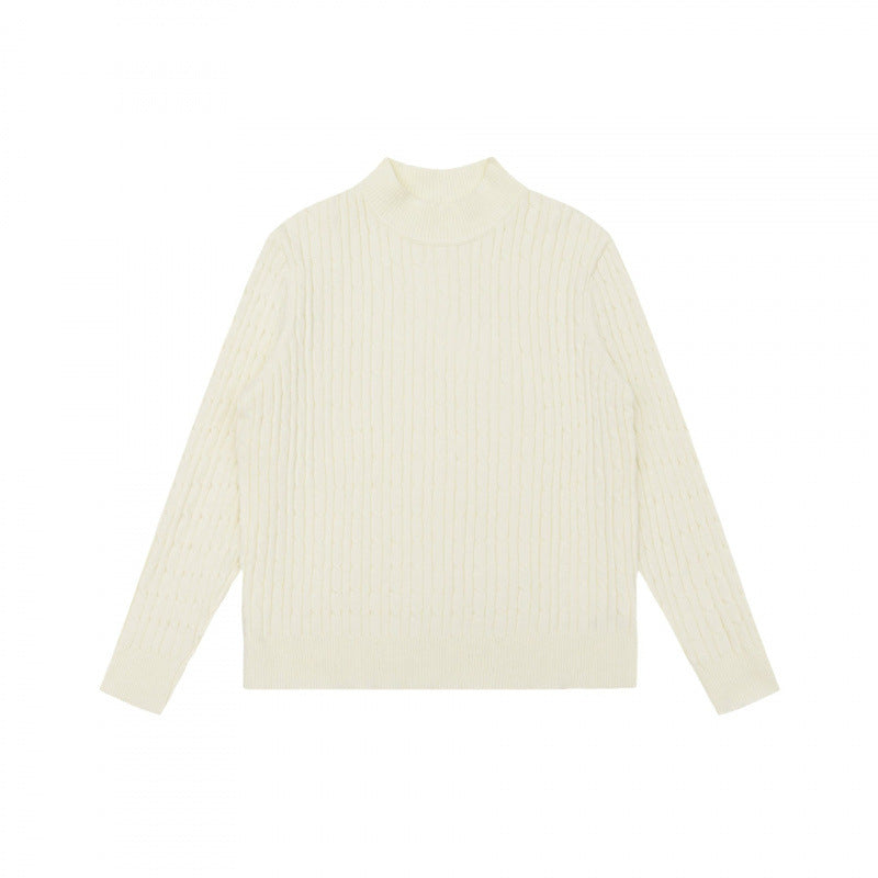 Unisex Oversize Cable Knit Sweater with Short Stand-Up Collar and Ribbed Hem Shop Velvia