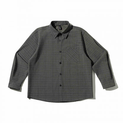 Unisex Checked Overshirt in Boxy Cut with Chest Flap Pocket and Shirt Collar Shop Velvia