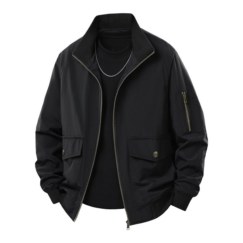 Men's Wind and Water Resistant Urban Bomber Jacket with Stand Collar and Multiple Pockets Shop Velvia