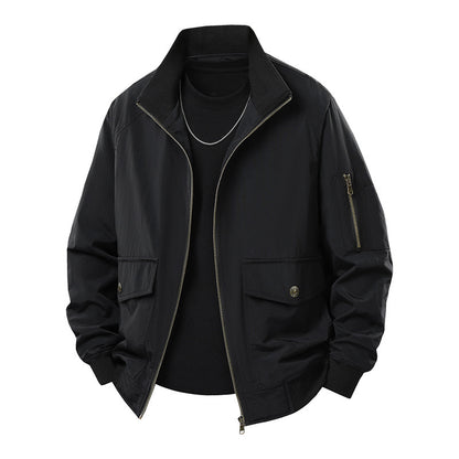 Men's Wind and Water Resistant Urban Bomber Jacket with Stand Collar and Multiple Pockets Shop Velvia