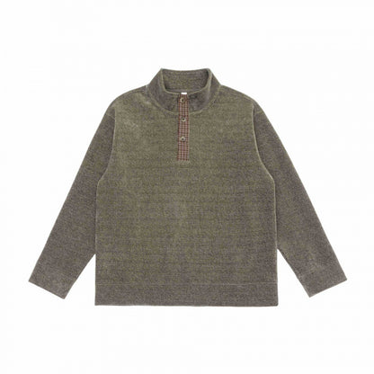 Unisex Boxy Knit Sweater with Half Button Placket and Stand-Up Collar Shop Velvia