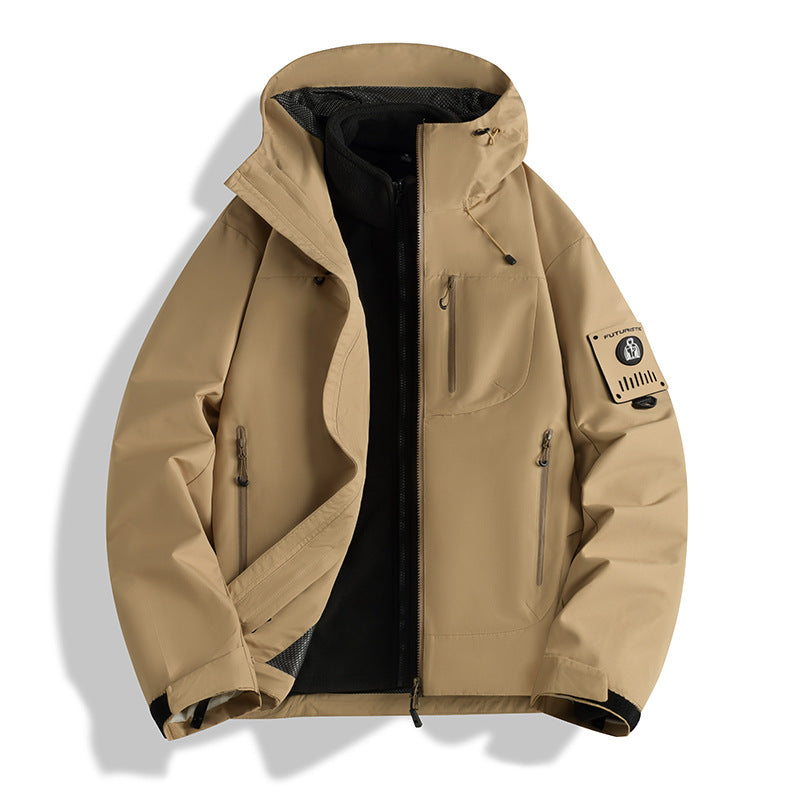 Men's Multifunctional Softshell Jacket with Removable Fleece Lining, Tactical Zipper Pockets and Hood Shop Velvia