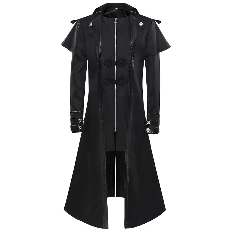 Men's longer coat with double-layer shoulder cape, concealed zipper inner lining and adjustable cuffs Shop Velvia