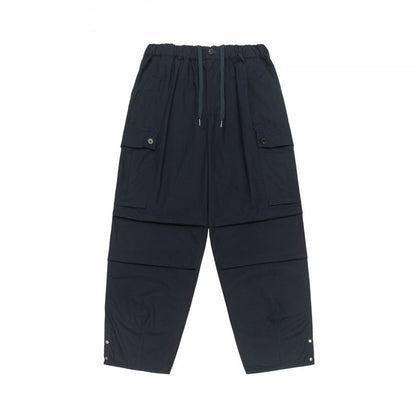 Unisex Oversize Cargo Pants with drawstring waistband, layer detail and snap hem Shop Velvia