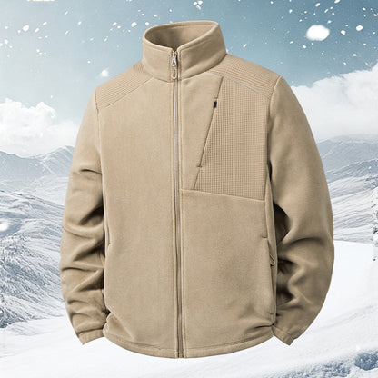 Men's fleece jacket with stand-up collar and reinforced shoulder panels Shop Velvia