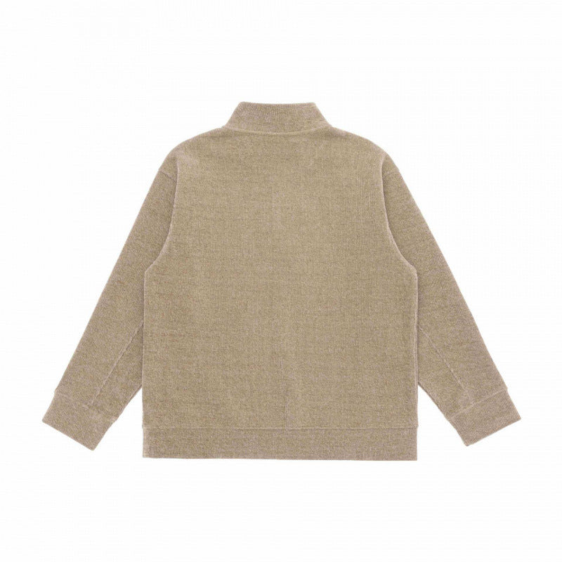 Unisex Boxy Knit Sweater with Half Button Placket and Stand-Up Collar Shop Velvia
