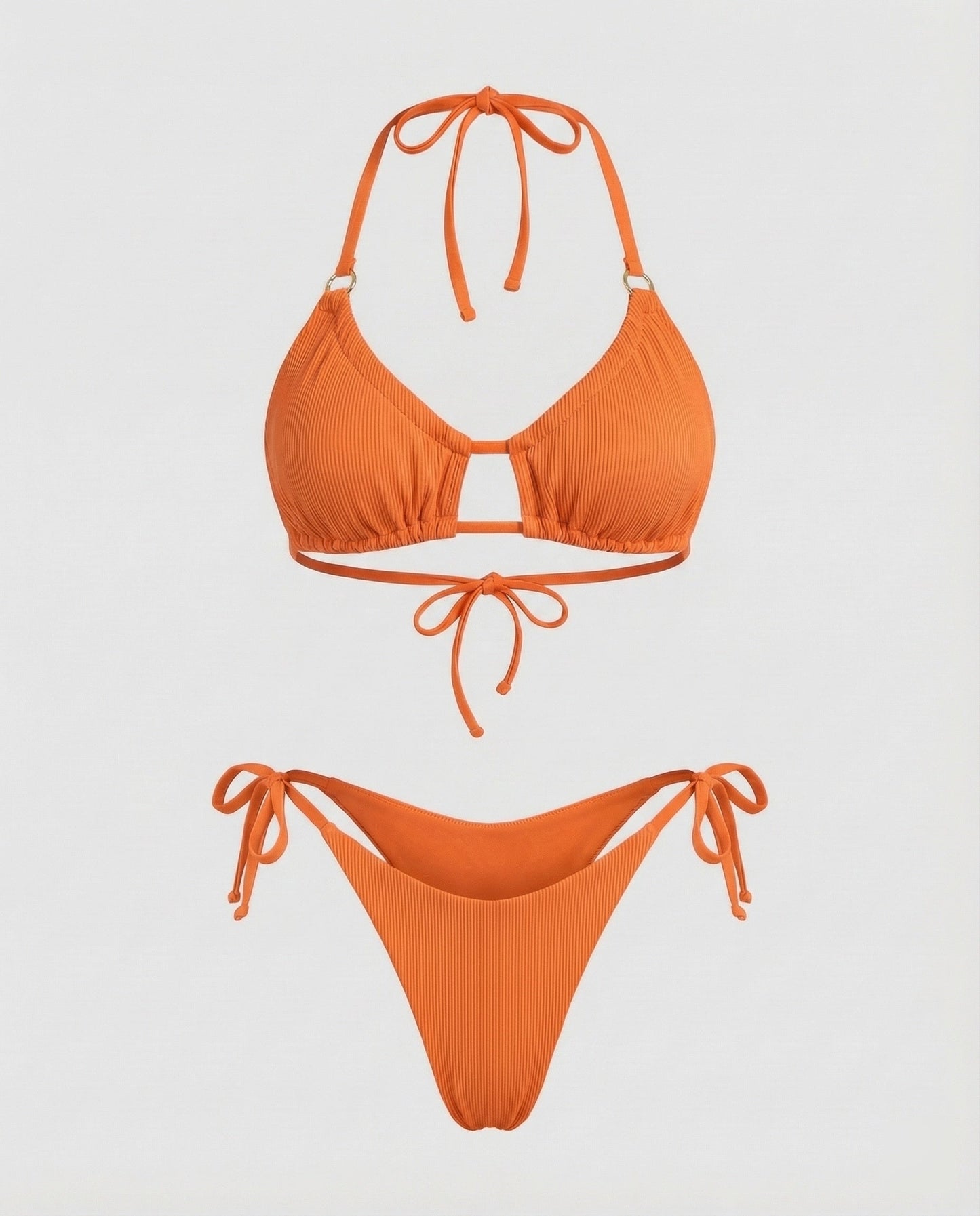 Women's Ruched Triangle Bikini Decorative Bridge