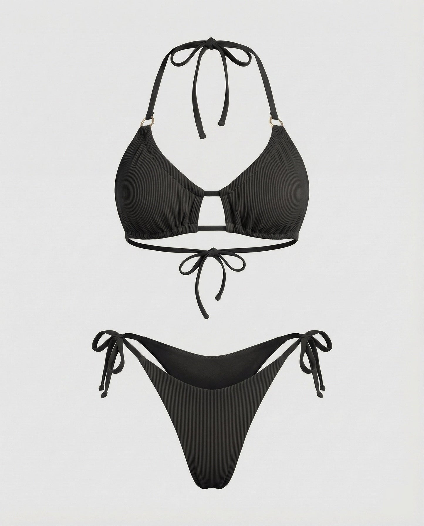 Women's Ruched Triangle Bikini Decorative Bridge
