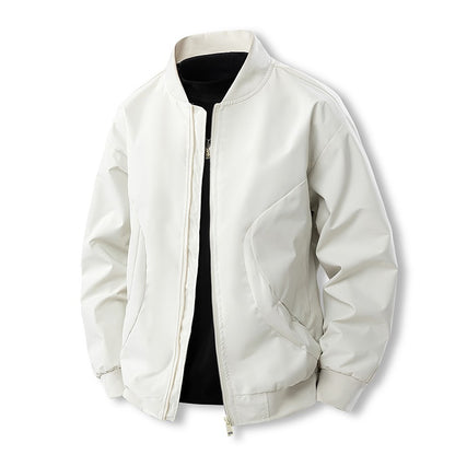 Men's Lightweight Casual Bomber Jacket in Clean Look with Stand Collar and Ribbed Cuffs Shop Velvia