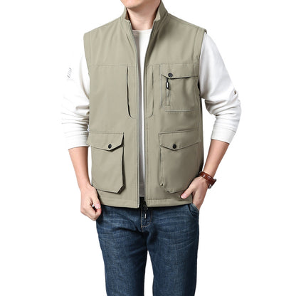 Men's Lightweight Thermo-Fleece Vest with Stand-Up Collar, Front Zipper and Side Pockets Shop Velvia