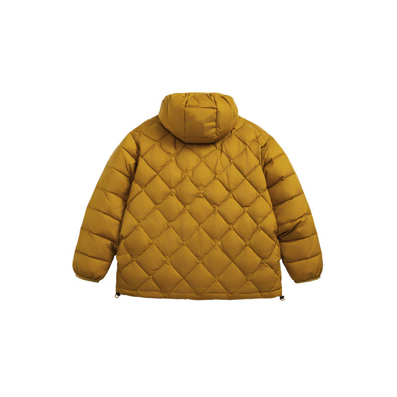 Unisex Boxy quilted jacket with hood, diamond quilting and two-way zipper Shop Velvia