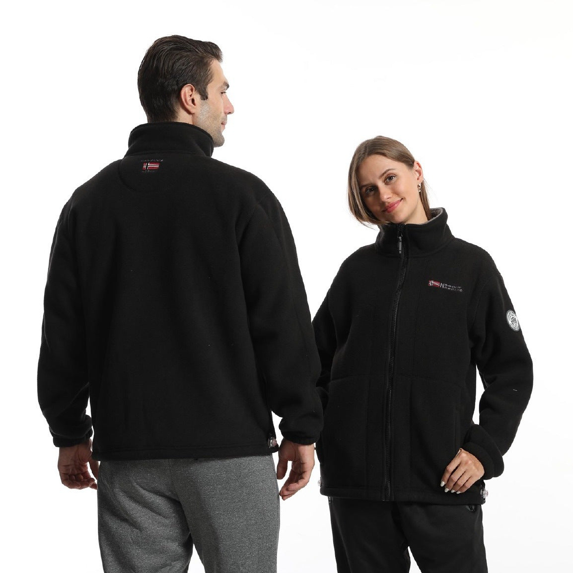 Men's fleece outdoor jacket with stand-up collar, full-length zipper, and elastic cuffs Shop Velvia