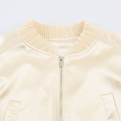 Women Cropped Bomber Jacket made of Satin with Ribbed Cuffs Shop Velvia