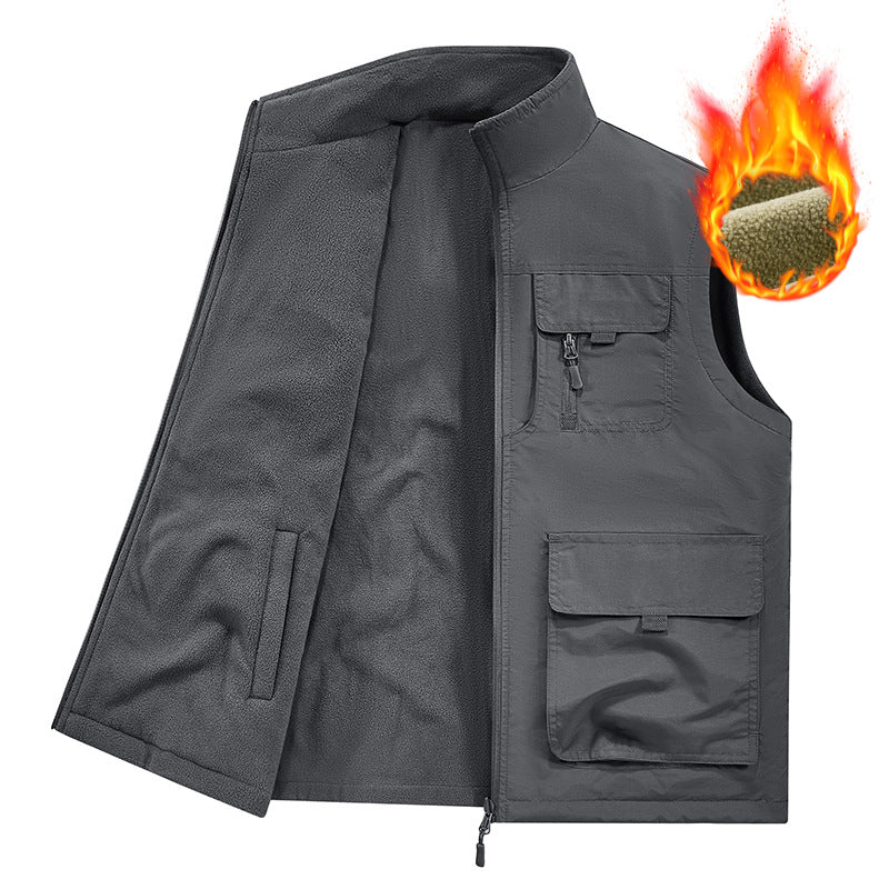 Men's Thermo-Utility Vest with Fleece Lining, Windproof Shell and Multifunction Pockets Shop Velvia