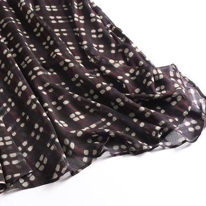 Women's flowing maxi skirt made of chiffon with geometric all-over print and high waist Shop Velvia