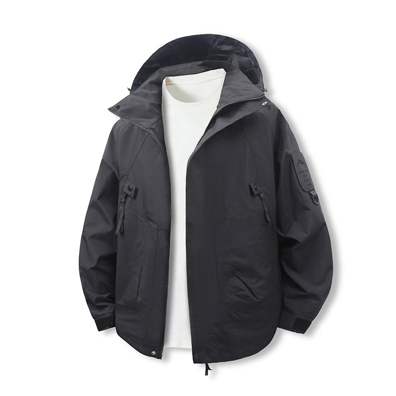 Men's Wind and Water Resistant Softshell Utility Jacket with Hood Shop Velvia