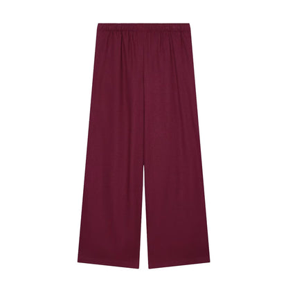 Women's Wide Palazzo Trousers with Elastic Waistband and Flowing Linen Mix Shop Velvia