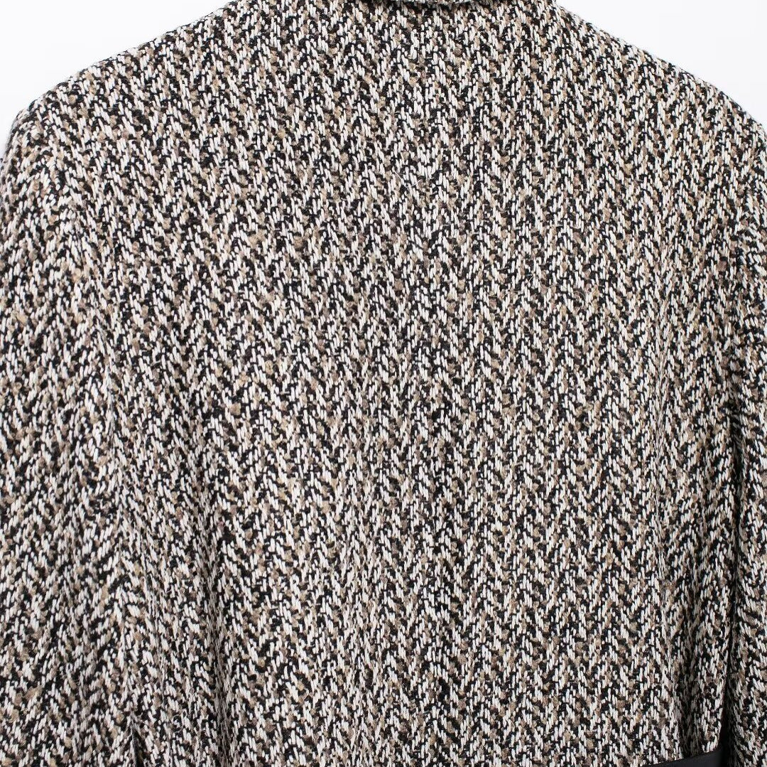 Women's Longline Tweed Blazer with Flap Pockets and Waist Belt Shop Velvia