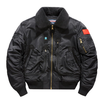 Men's pilot bomber jacket with teddy collar and multifunctional organizer pockets Shop Velvia
