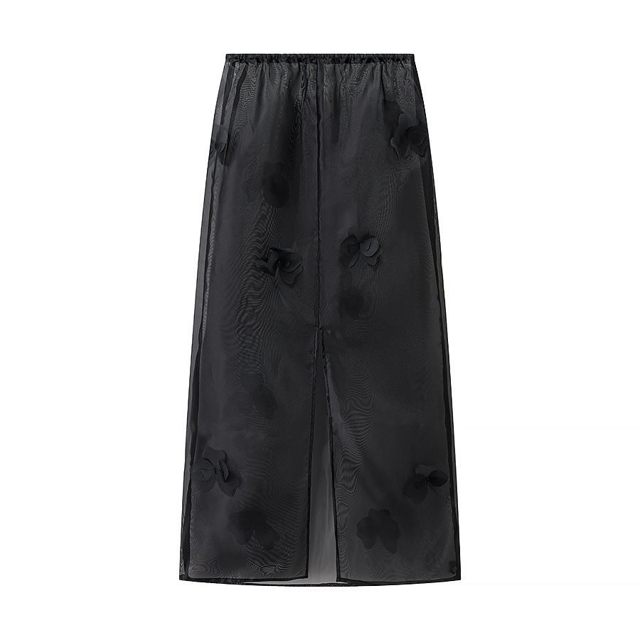 Ladies Transparent Organza Underskirt with Elastic Waistband and 3D Flower Applique Shop Velvia